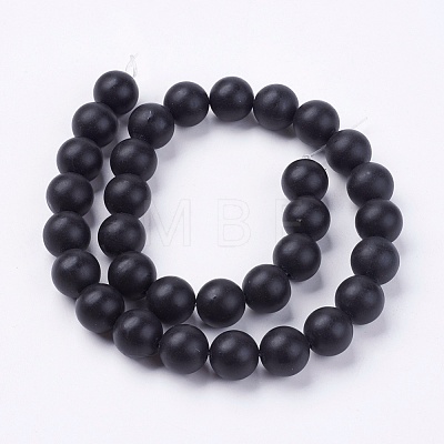 Natural Black Stone Bead Strands G-R193-01-12mm-1