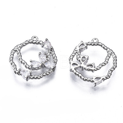 Brass Micro Pave Clear Cubic Zirconia Charms ZIRC-S069-026P-1