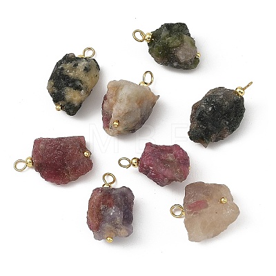 Raw Rough Natural Multicolor Tourmaline Pendants PALLOY-JF05962-1