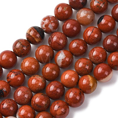 Natural Red Jasper Bead Strands G-R193-11-6mm-1