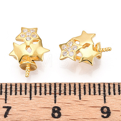 925 Sterling Silver Micro Pave Clear Cubic Zirconia Star Charms for Half Drilled Beads STER-T007-26G-1