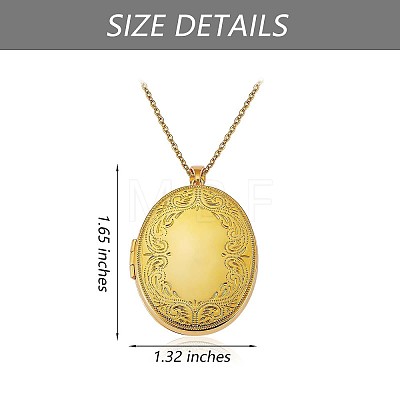 Oval with Leaf Picture Locket Pendant Necklace JN1037A-1