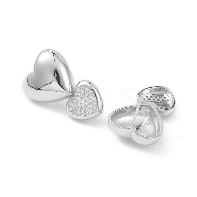 Heart Rack Plating Brass Cubic Zirconia Stud Earrings for Women EJEW-K245-14P-1
