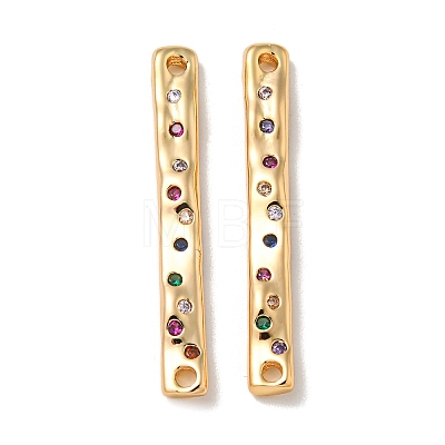 Brass Pave Colorful Cubic Zirconia Connector Charms KK-K378-13G-1