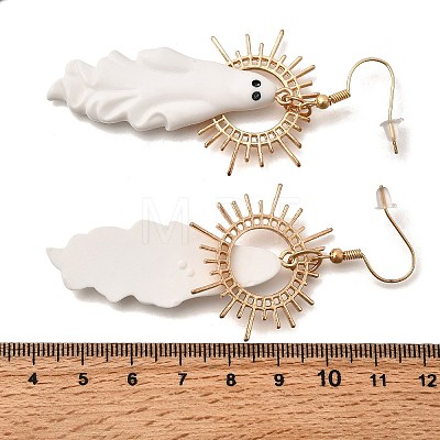 Halloween Ghost Alloy Dangle Earrings EJEW-K316-02G-1