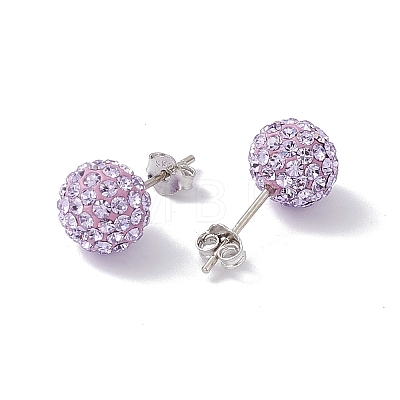 Gifts for Her Valentines Day 925 Sterling Silver Austrian Crystal Rhinestone Ball Stud Earrings for Girl Q286H191-1