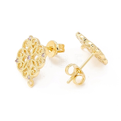Brass Micro Pave Clear Cubic Zirconia Stud Earring Findings MAK-I018-10G-NR-1