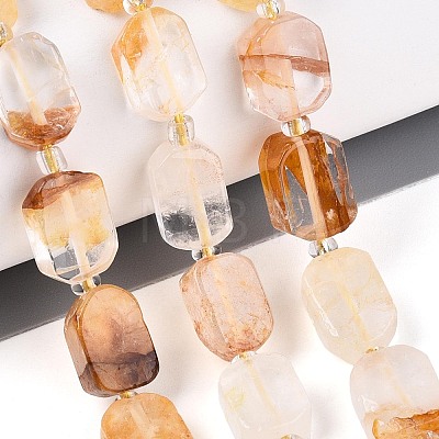 Natural Yellow Hematoid Quartz/Golden Healer Quartz Beads Strands G-C098-A29-01-1