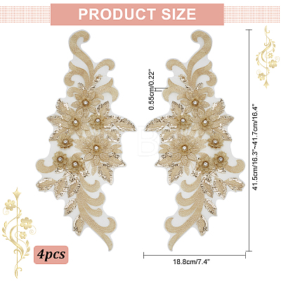3D Flower Shape Polyester Embroidery Applqiues PATC-WH0012-26-1