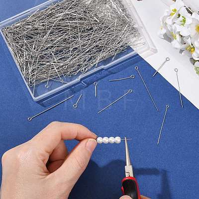 600Pcs 304 Stainless Steel Eye Pins STAS-FS0002-15-1