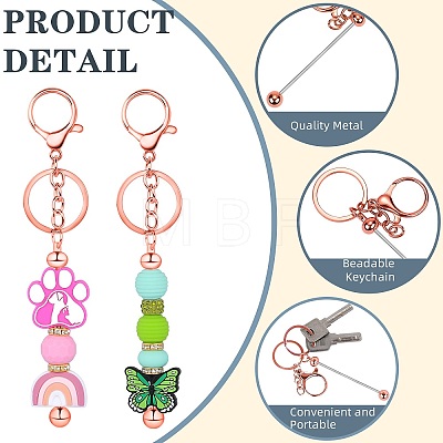 16Pcs Alloy Bar Beadable Keychain for Jewelry Making DIY Crafts KEYC-SZ0001-16RG-1