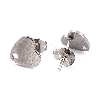 Heart Shape 304 Stainless Steel Stud Earring Findings EJEW-O104-13P-1