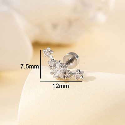 Brass Pave Cubic Zirconia Star Cartilage Earrings FS-WG0D3BD-01-1