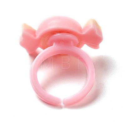 Cartoon Opaque Resin Open Cuff Ring for Child RJEW-K239-23-1