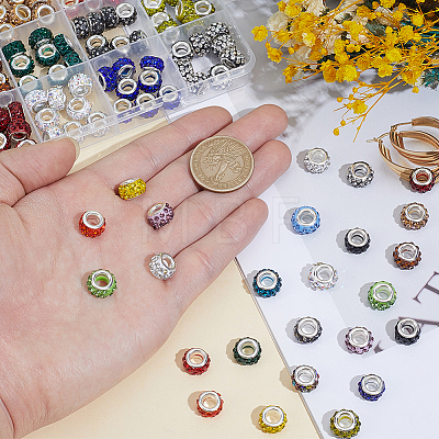 200Pcs 20 Colors Handmade Polymer Clay Rhinestone European Beads CPDL-PA0001-01A-1