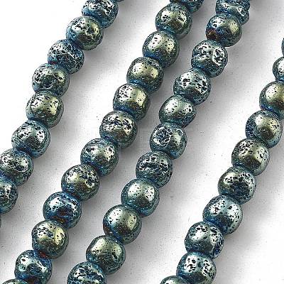 Electroplated Natural Lava Rock Beads Strands G-A251-B01-01B-1