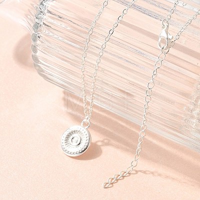 304 Stainless Steel Flat Round Coin Pendant Cable Chain Necklaces for Women STAS-Z108-02S-01-1