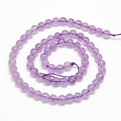 Natural Amethyst Round Bead Strands G-N0081-6mm-26C-1