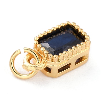 Real 18K Gold Plated Brass Inlaid Cubic Zirconia Charms ZIRC-L100-075G-05-1