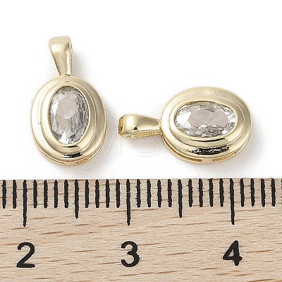 Brass Micro Pave Clear Cubic Zirconia Charms KK-G491-13G-1