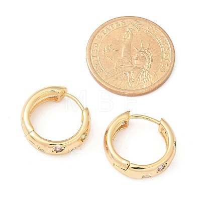 Brass Micro Pave Cubic Zirconia Hoop Earrings EJEW-H152-01A-G-1