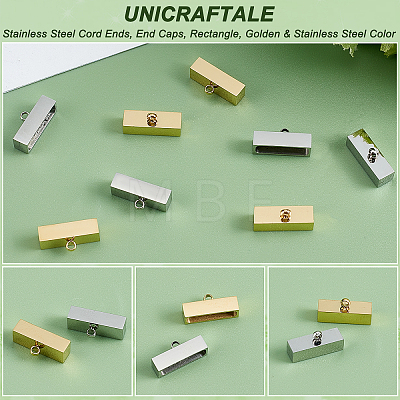 Unicraftale 8Pcs 2 Colors 304 Stainless Steel Cord Ends STAS-UN0038-40-1