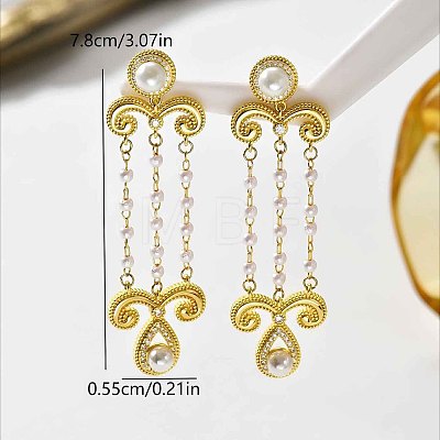 Layered Tassel Brass Pave Cubic Zirconia Stud Earrings for Women MV3565-1