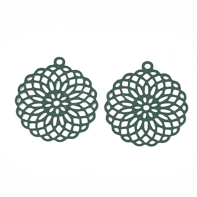 430 Stainless Steel Filigree Pendants X-STAS-T042-02B-1