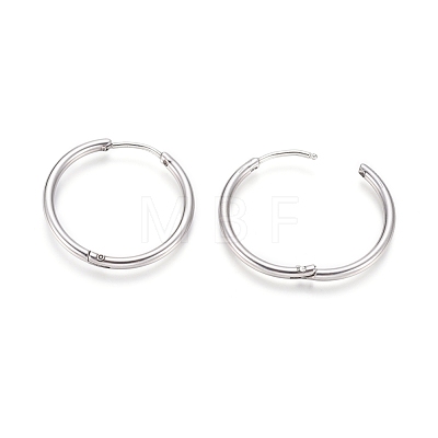 202 Stainless Steel Huggie Hoop Earrings X-EJEW-F111A-25mm-P-1