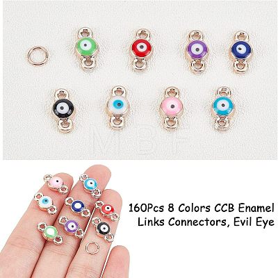  160Pcs 8 Colors CCB Enamel Links Connectors KY-NB0001-28-1