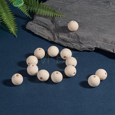 Natural Unfinished Wood Beads WOOD-S651-18mm-LF-1