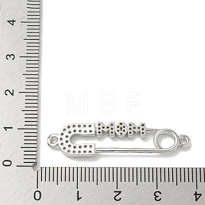 Brass Micro Pave Clear Cubic Zirconia Connector Charms KK-K378-14P-1