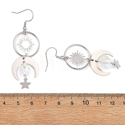 Celestial Brass & 304 Stainless Steel Dangle Drop Earrings for Women EJEW-JE07345-02-1