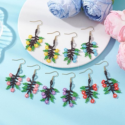 Glass Seed Beaded Dangle Earrings EJEW-MZ00704-1