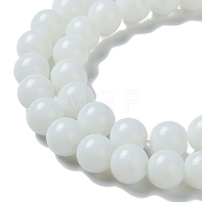 Opaque Solid Color Glass Round Beads Strands X-GLAA-F032-8mm-01-1