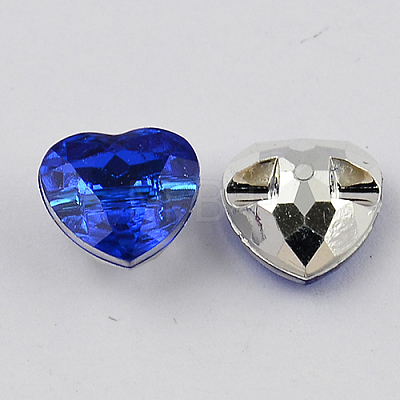 1-Hole Taiwan Acrylic Rhinestone Heart Buttons BUTT-F017-30mm-04-1
