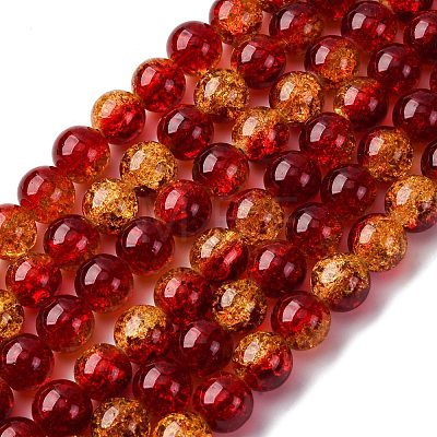 Spray Painted Crackle Glass Beads Strands CCG-Q002-12mm-10-1