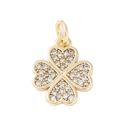 Rack Plating Brass Micro Pave Clear Cubic Zirconia Charms X-KK-Z060-13G-1