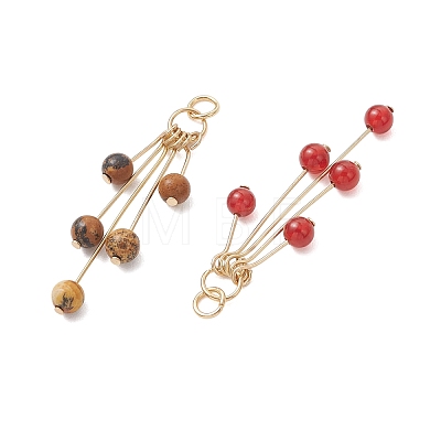 Natural Mixed Gemstone Dangle Pendants PALLOY-JF05233-1