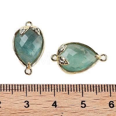 Natural Green Fluorite Faceted Teardrop Connector Charms G-B081-03G-09-1