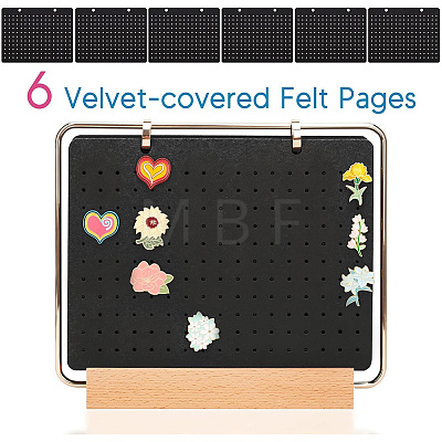 Felt with Iron Display Stands with Wood Base for Brooch ODIS-SC0001-11-1