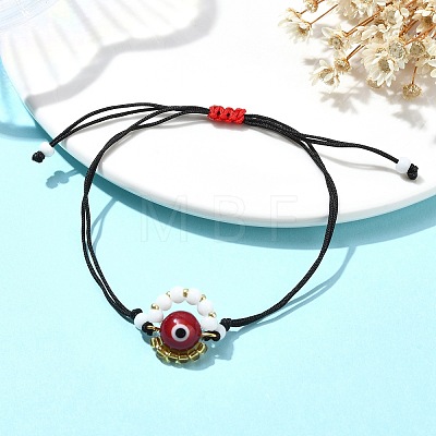 Evil Eye Handmade Lampwork & Glass Adjustable Braided Bead Bracelets BJEW-MZ00099-02-1