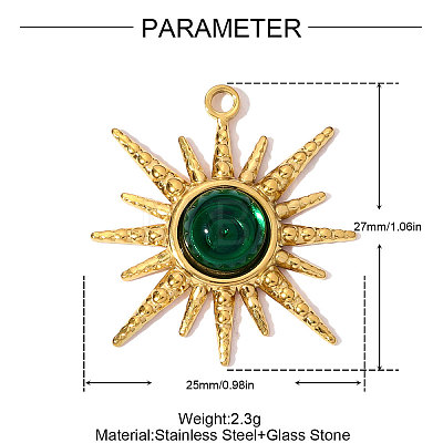 304 Stainless Steel Glass Pendants STAS-OY008-63G-1