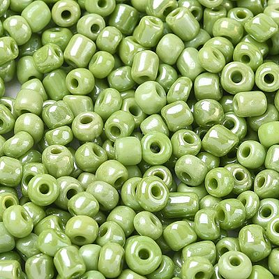 6/0 Opaque Colors Lustered Round Glass Seed Beads X-SEED-A012-4mm-124-1