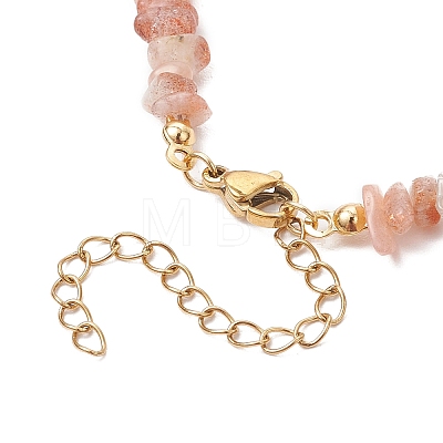 Natural Sunstone Chip Beaded Bracelets for Women BJEW-JB11742-02-1