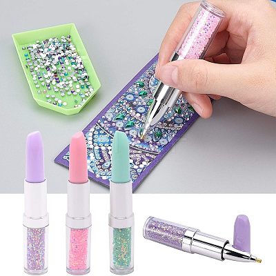 Lipstick Shape Plastic Nail Art Rhinestones Picker Pen MRMJ-FH0001-08-1