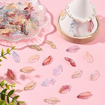 180Pcs 6 Colors Baking Paint Transparent Glass Pendants DGLA-YW0001-68-1