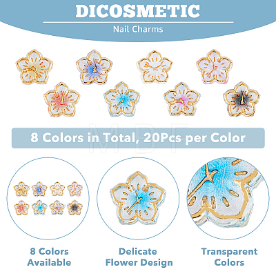 DICOSMETIC 160Pcs 8 Colors Resin Cabochons MRMJ-DC0001-07-1
