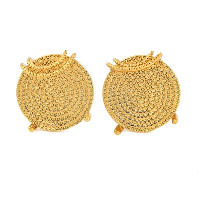 Brass Stud Earring Findings with Round Tray KK-G502-19B-G-1
