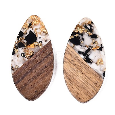 Transparent Resin and Walnut Wood Pendants RESI-T057-05A-1